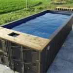 20-Fuß-Containerpool Plug & Play mit Wärmepumpe, LED & Zedernholz-Sonnenliege