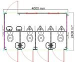 Sanitärcontainer 4×2 m RAL7016 – 4 WC-Kabinen & 4 Pissoirs – Bild 2
