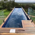 Containerpool 12 m mit Exotenholz-Strand & Filtersystem – Neu