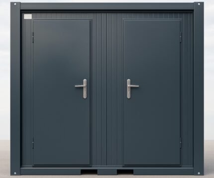 Duschcontainer – Sanitärcontainer als Doppelkabine mit zwei Duschen – RAL 7016 Anthrazit