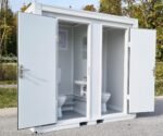 Sanitärcontainer Toilette in Weiß für Mann und Frau RAL9002