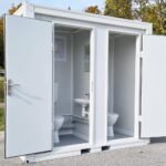 Sanitärcontainer Toilette in Weiß für Mann und Frau RAL9002